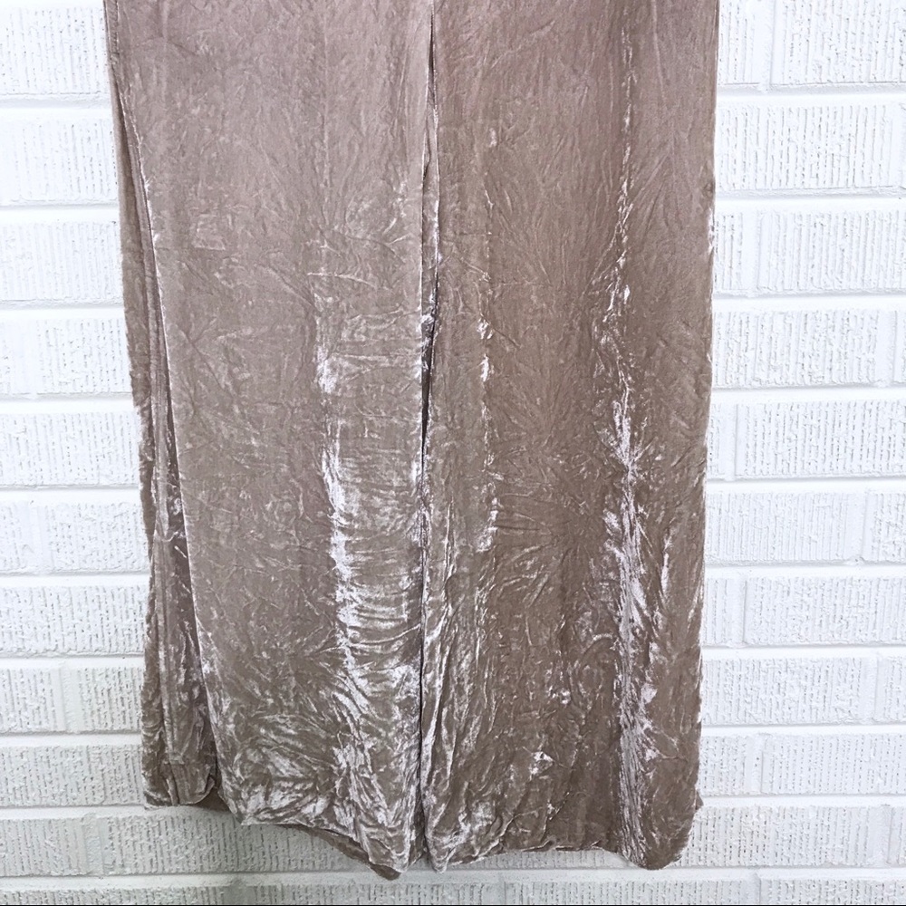 Madewell Crinkle Velvet Wide-Leg Pants Beige M - Picture 4 of 8